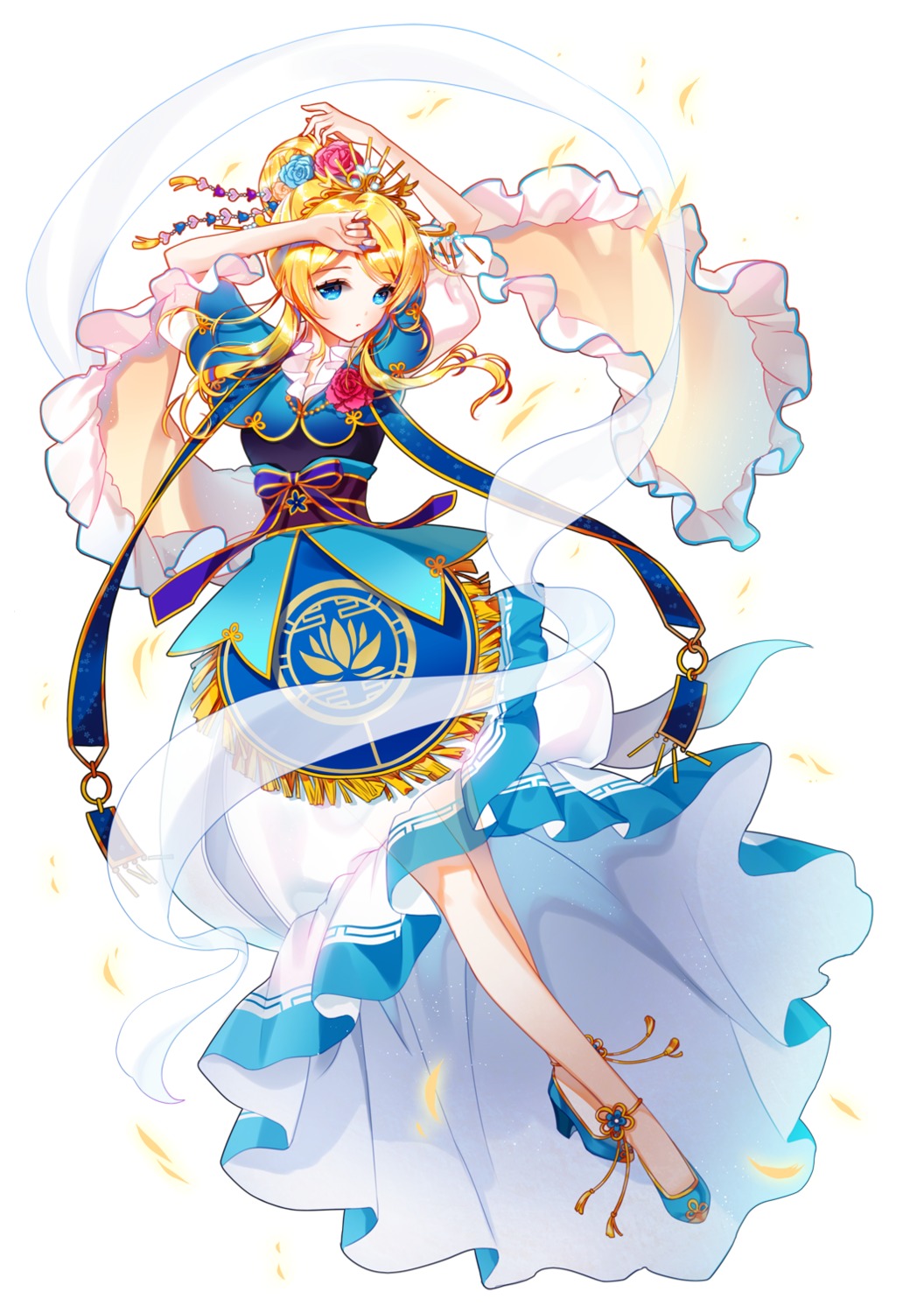 ayase_eli, dress, heels, love_live!, love_live!_(series), rarumi, see_through