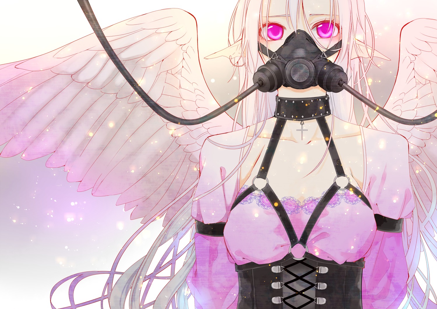 cleavage, pointy_ears, sennro, wings