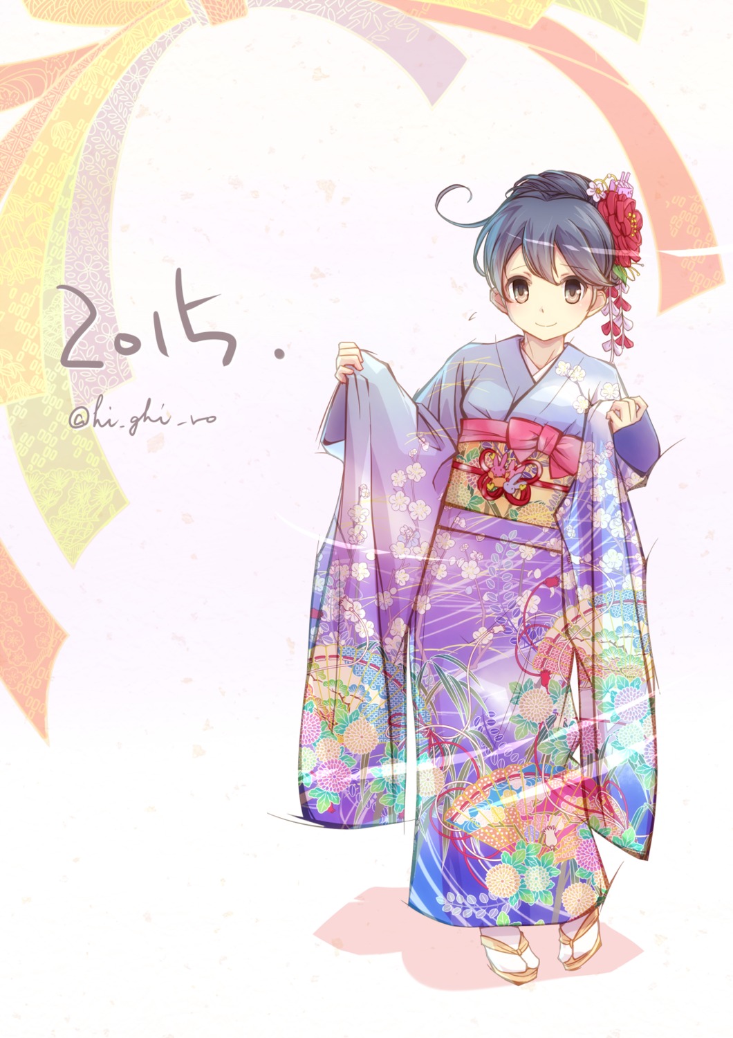 haiiro, kantai_collection, kimono, ushio_(kancolle)