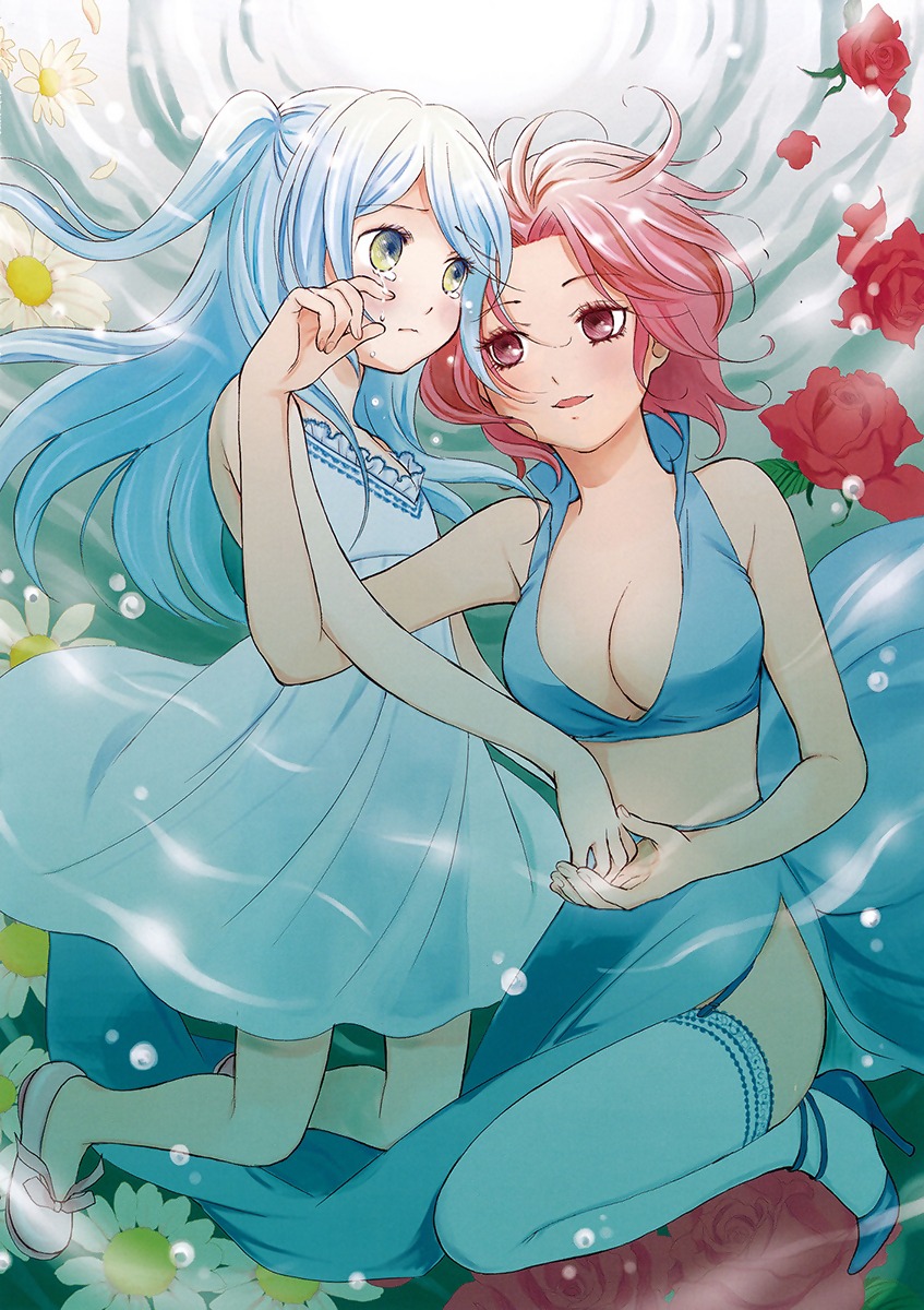 akuma_no_riddle, bikini_top, cleavage, dress, heels, kirigaya_hitsugi, morishima_akiko, namatame_chitaru