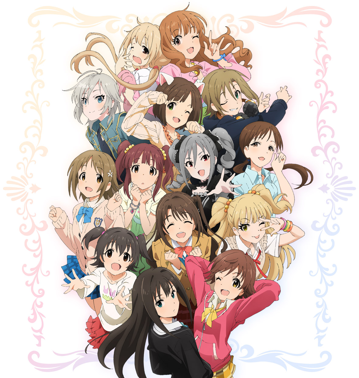 akagi_miria, anastasia_(idolm@ster), animal_ears, futaba_anzu, headphones, honda_mio, jougasaki_rika, kanzaki_ranko