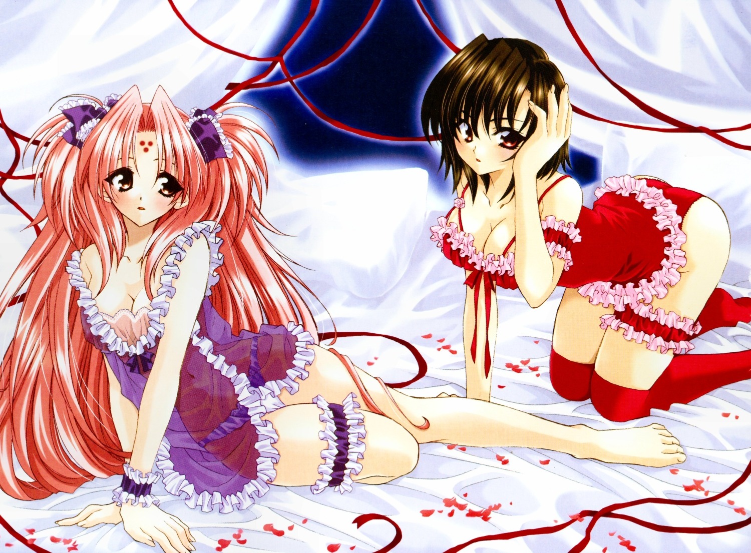 cleavage, garter, girls_bravo, kojima_kirie, lingerie, mario_kaneda, miharu_sena_kanaka, pantsu