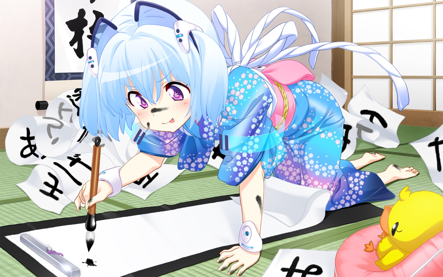 1000-chan, feet, kimono, kuuchuu_yousai, oizumi, wallpaper