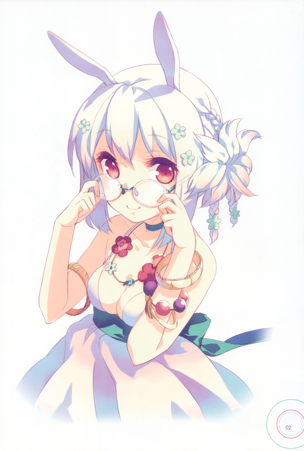 animal_ears, bunny_ears, cleavage, dj_max, dress, h2so4, island_of_horizon, megane