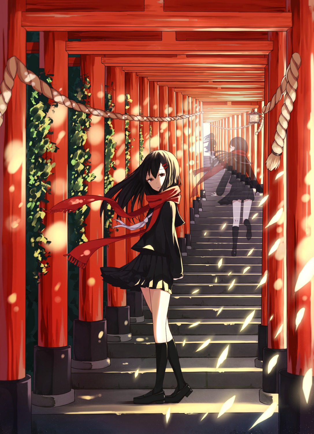 fushimi_inari, gkn, kagerou_project, landscape, seifuku, tateyama_ayano