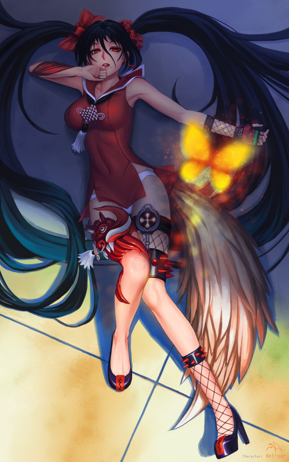 blade_&_soul, darkmuleth, dress, heels, pantsu, tail