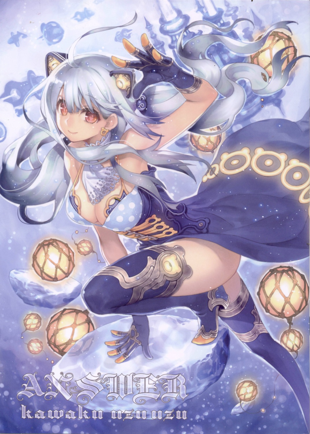 cleavage, dress, heels, kawaku, thighhighs