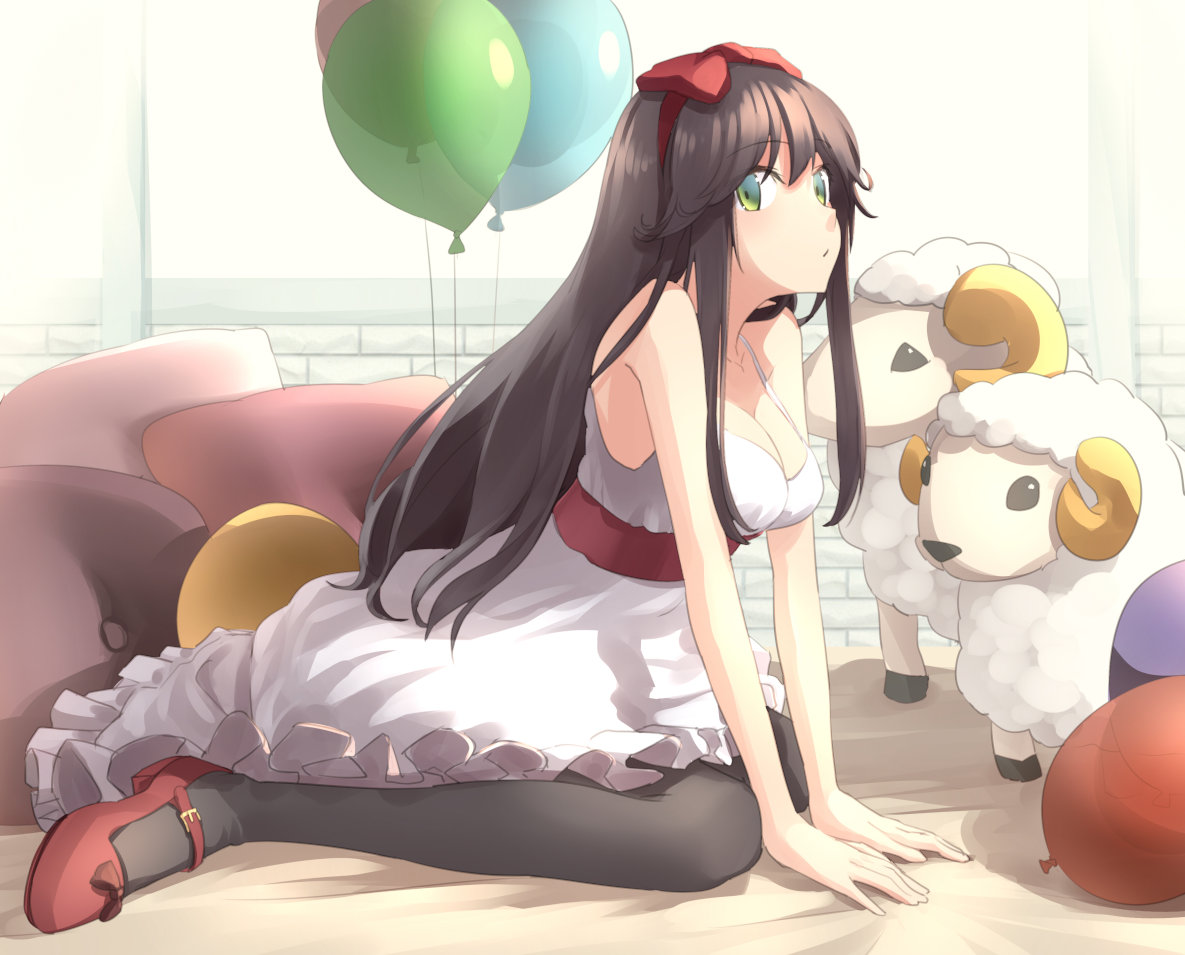 cleavage, dress, heels, pantyhose, touboku