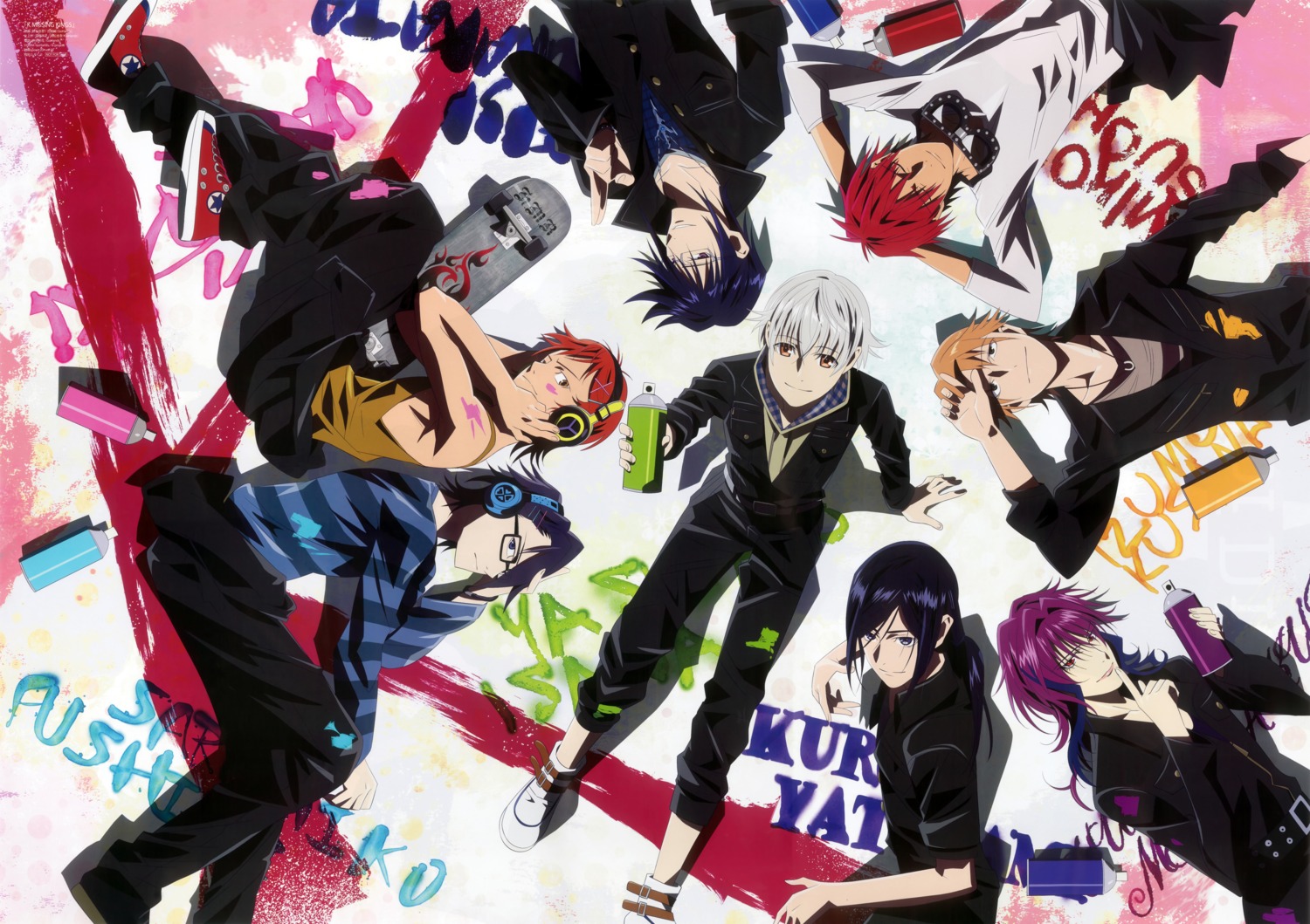 fushimi_saruhiko, headphones, isana_yashiro, k, k:_missing_kings, kusanagi_izumo, male, megane