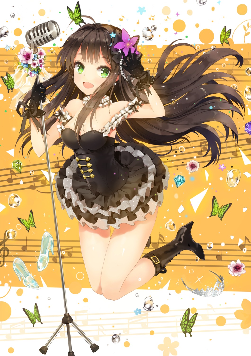 cleavage, dangmill, dress, heels, shibuya_rin, the_idolm@ster, the_idolm@ster_cinderella_girls