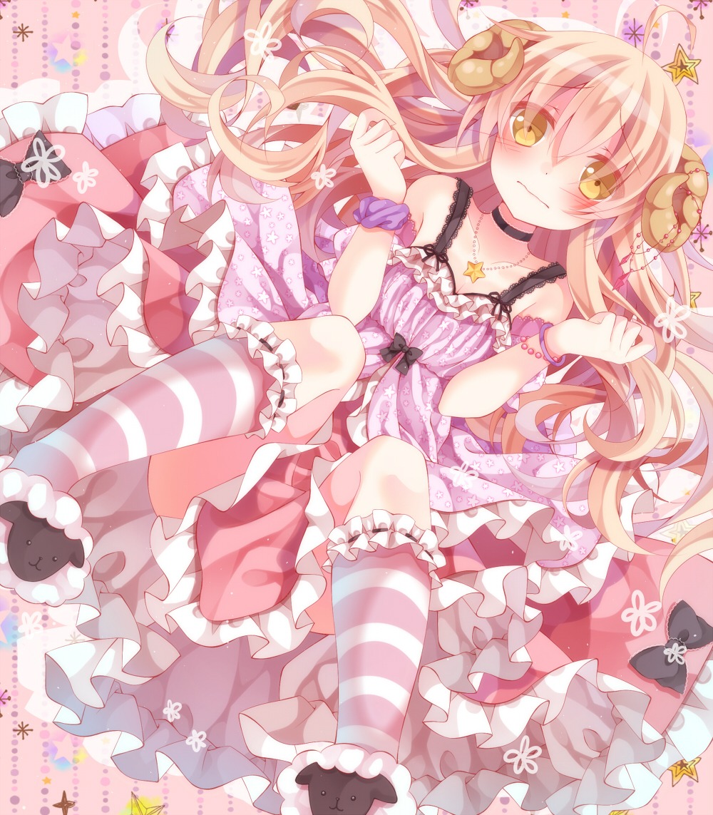 cleavage, dress, horns, mog_(artist), mogu_(au1127)