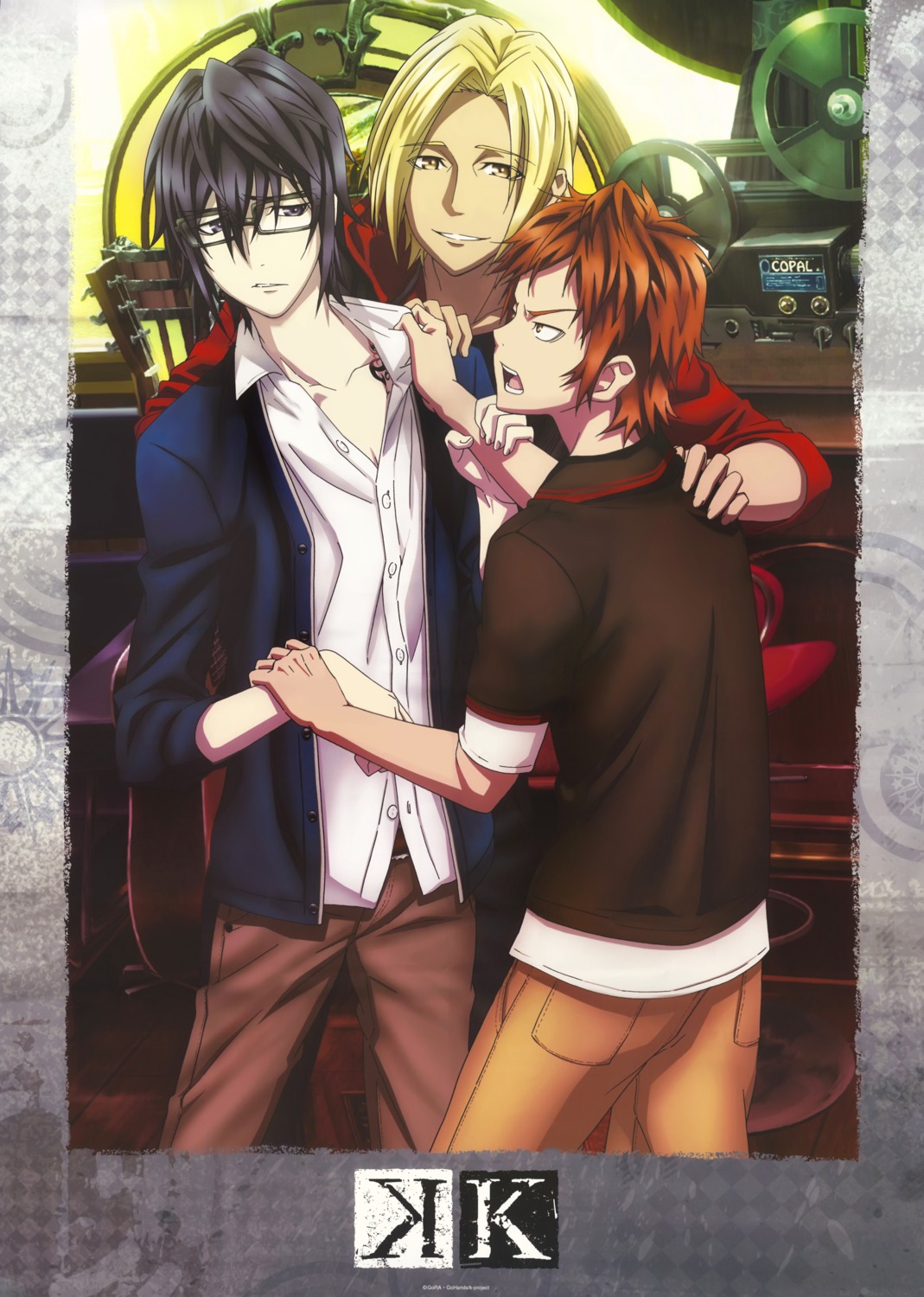 fushimi_saruhiko, k, kamamoto_rikio, male, megane, tagme, yata_misaki