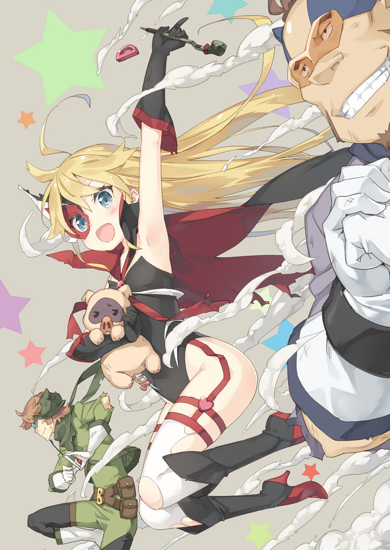 heels, kani_biimu, leopard_(yoru_no_yatterman), stockings, thighhighs, torn_clothes, yatterman, yoru_no_yatterman