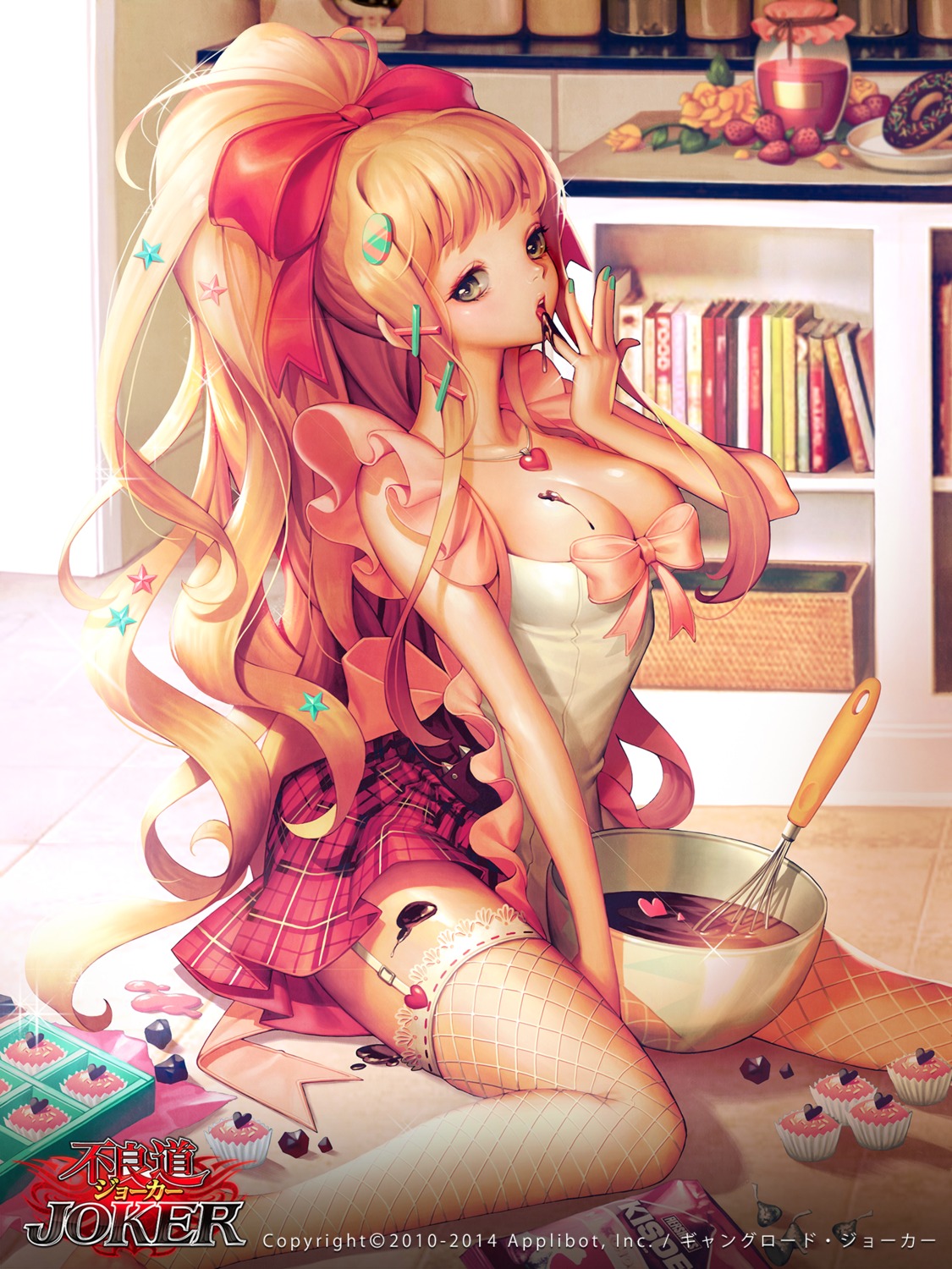 cleavage, cream, dress, fishnets, furyou_michi_~gang_road~, gang_road_joker, soo_kyung_oh, stockings