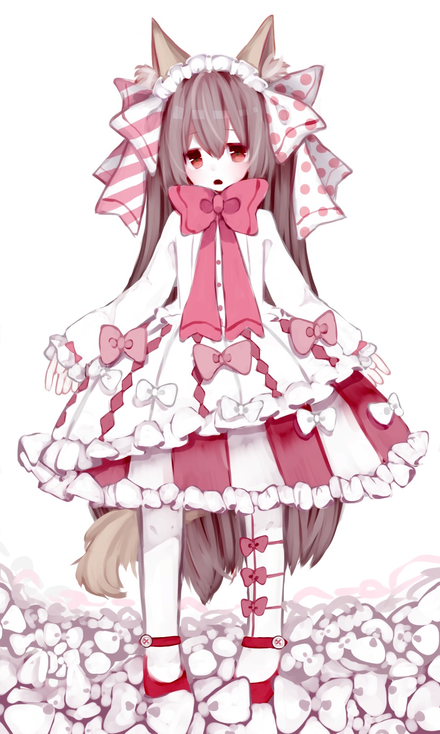 animal_ears, dress, kitsune, nachi, pantyhose, tail