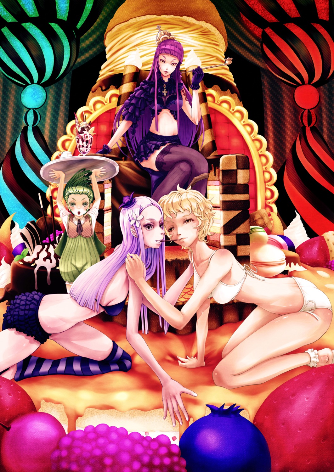 bikini, cleavage, minus_ion, smoking, swimsuits, thighhighs