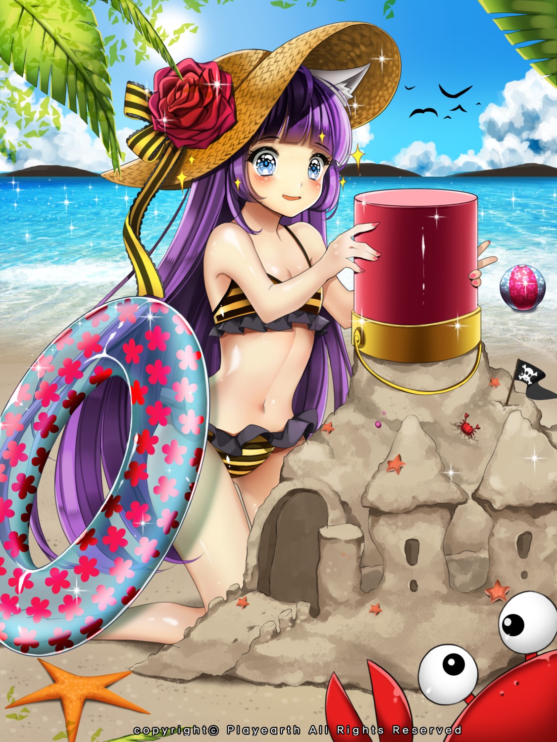 animal_ears, bikini, cleavage, kaizin_rumble, nekomimi, primcoco, swimsuits, tamayo_the_troublemaker