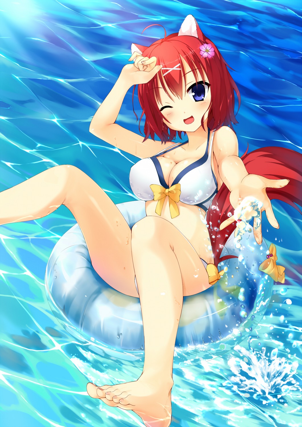 amairo_islenauts, animal_ears, bikini, cleavage, feet, kaede_(yumesaki_kaede), masaki_gaillard, swimsuits