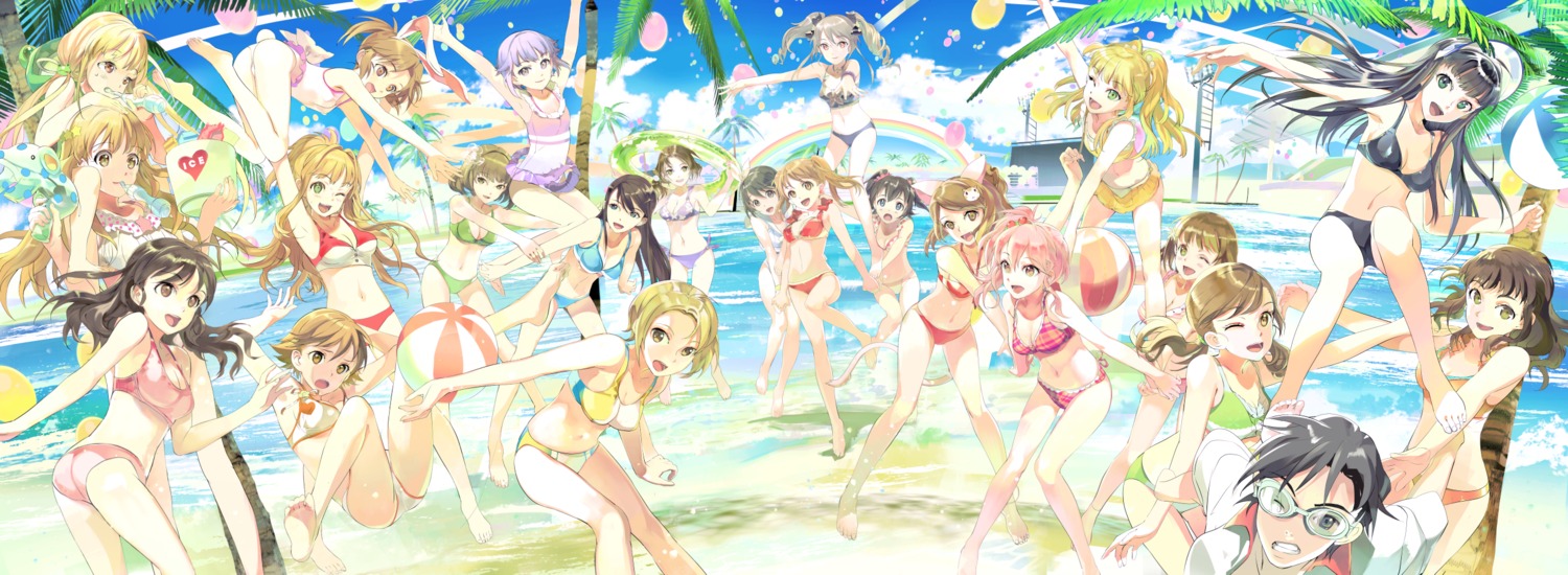 119, abe_nana, akagi_miria, animal_ears, ass, bikini, bunny_ears, cleavage