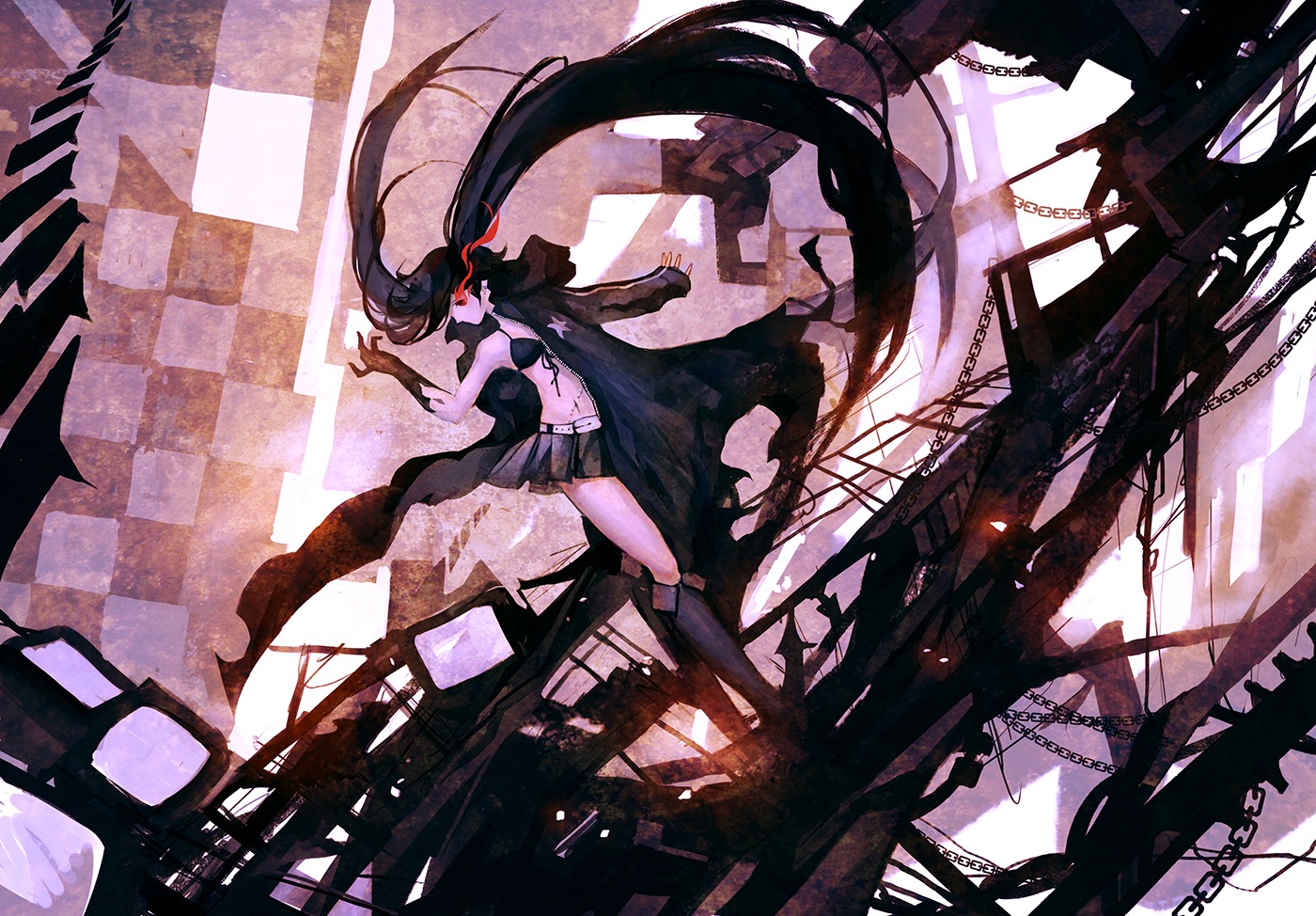 bikini_top, black_rock_shooter, black_rock_shooter_(character), hanyijie, swimsuits