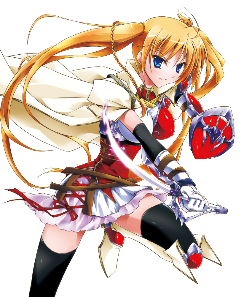 armor, ashio, elicia_(sen_no_maken), sen_no_maken_to_tate_no_otome, sword, thighhighs
