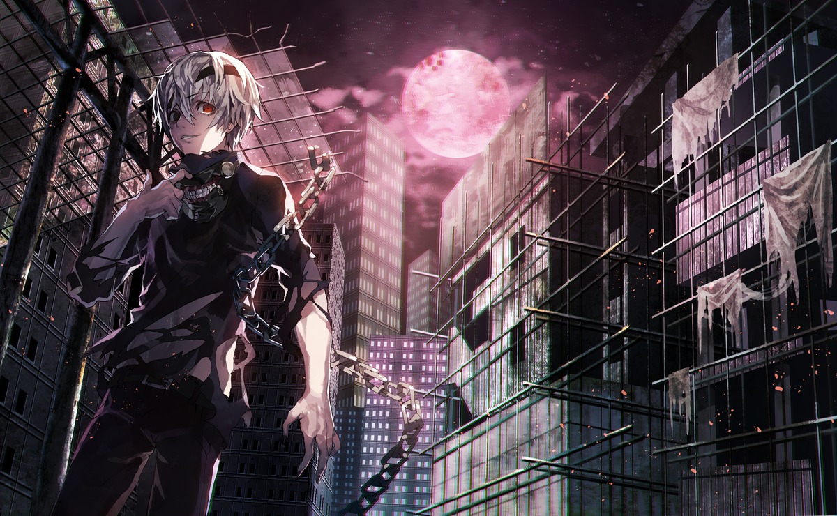 kaneki_ken, male, ser323, tokyo_ghoul, torn_clothes