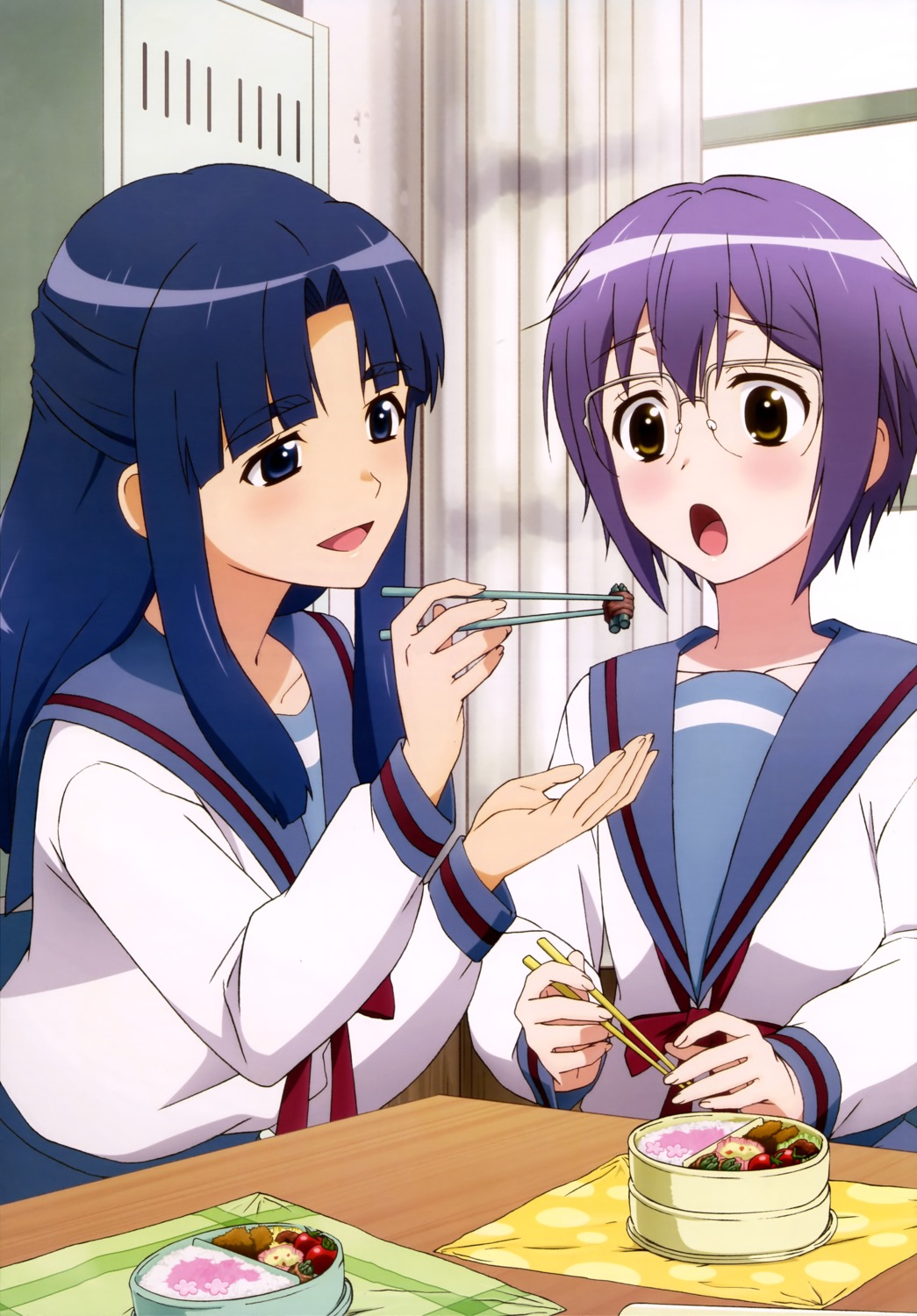 asakura_ryouko, megane, nagato_yuki, nagato_yuki-chan_no_shoushitsu, seifuku