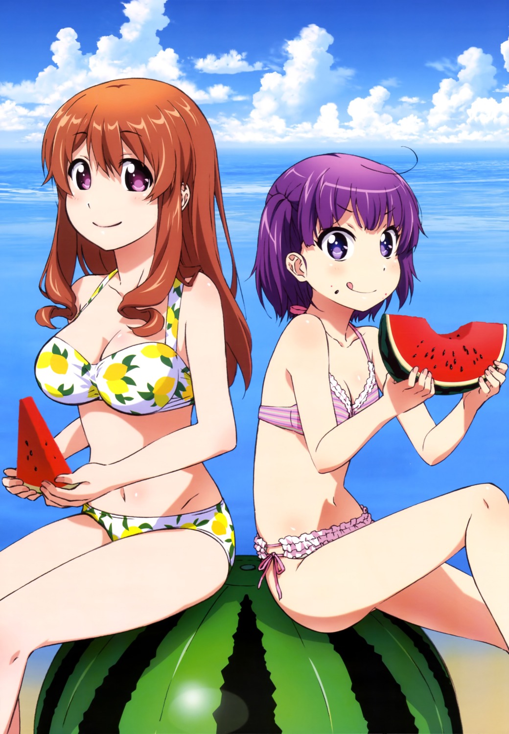 bikini, cleavage, koufuku_graffiti, machiko_ryou, morino_kirin, swimsuits