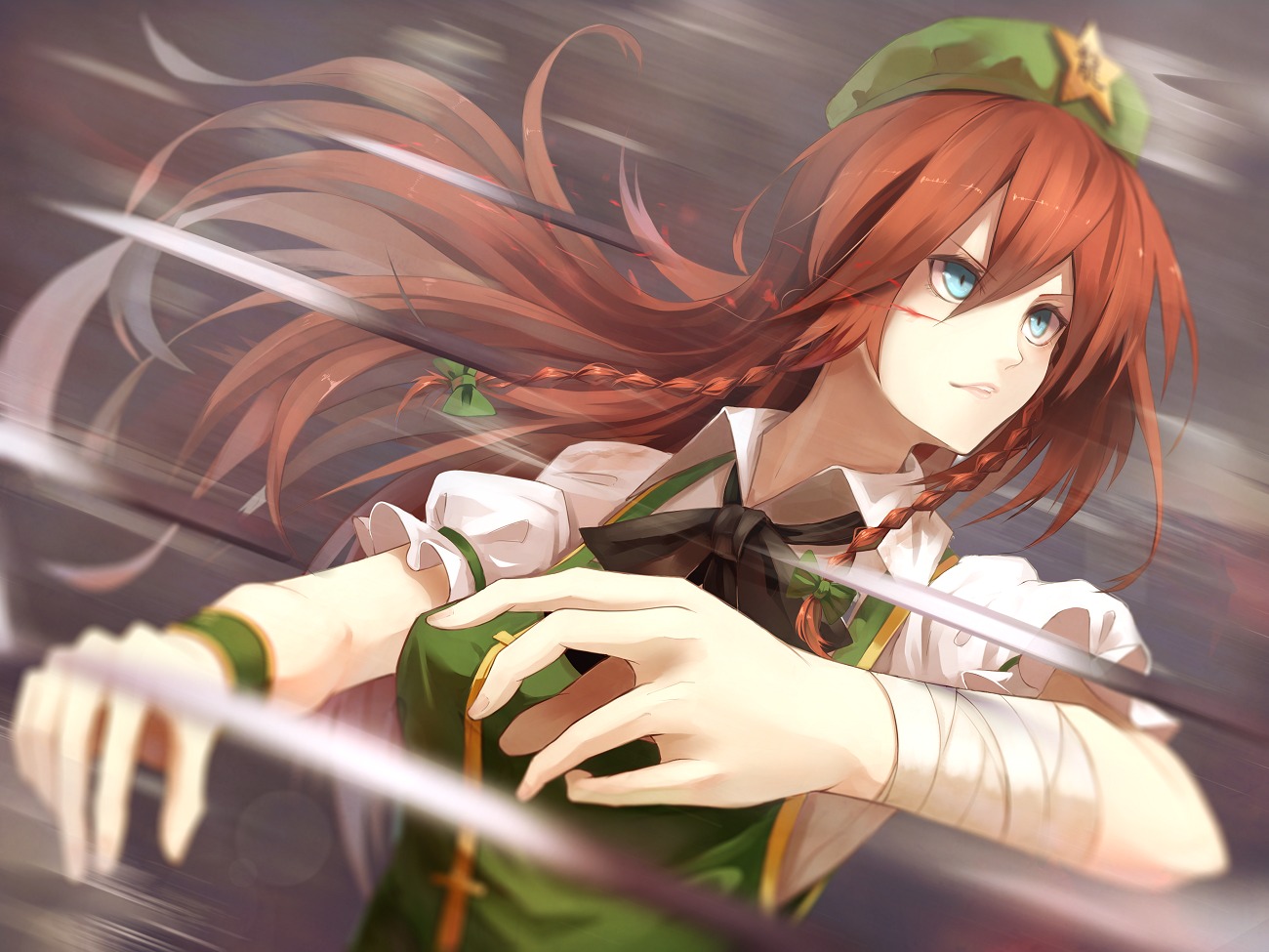 bandages, blood, fami_(yellow_skies), famy_siraso, hong_meiling, touhou
