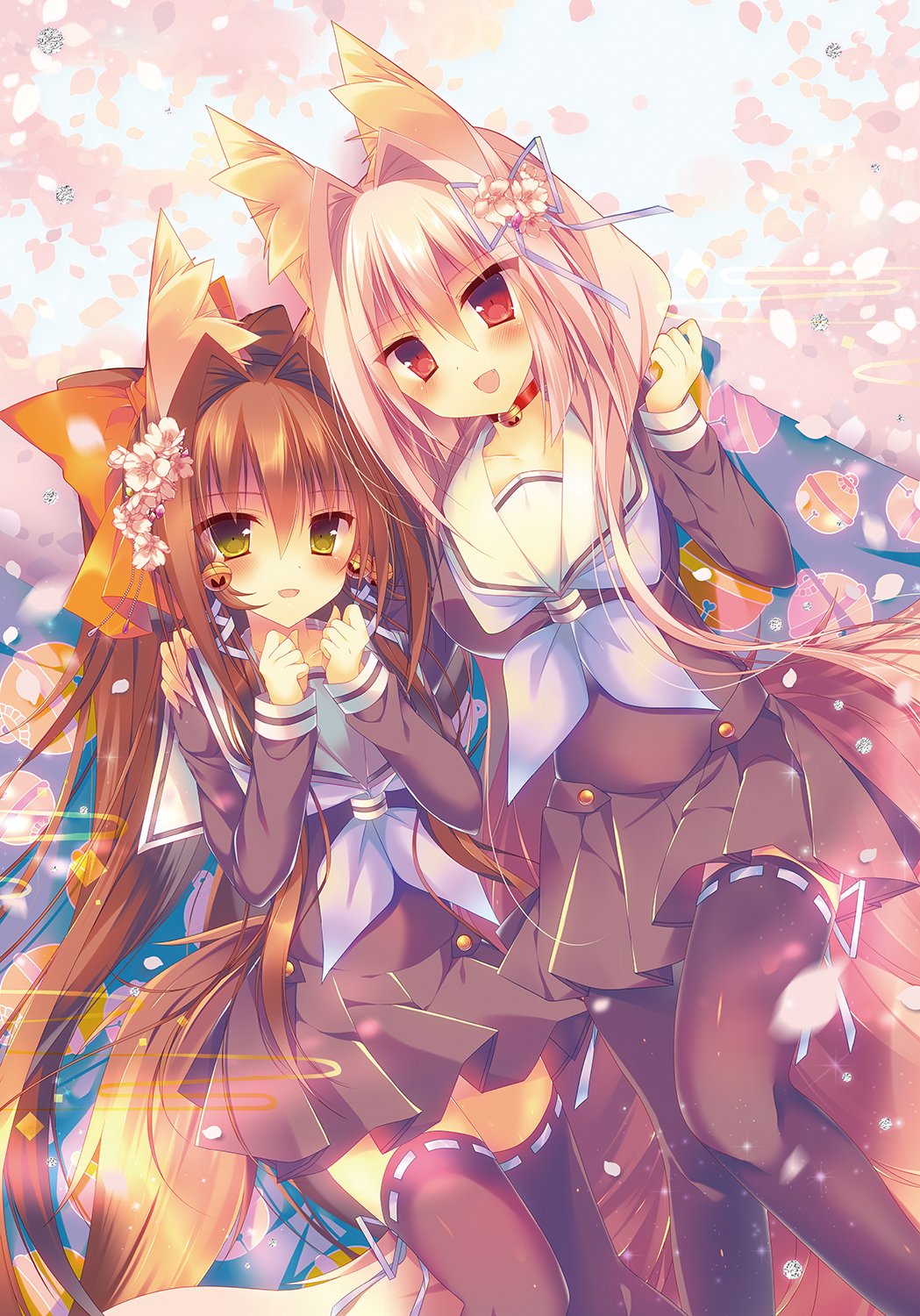 animal_ears, kitsune, saichuu, seifuku, tail, thighhighs