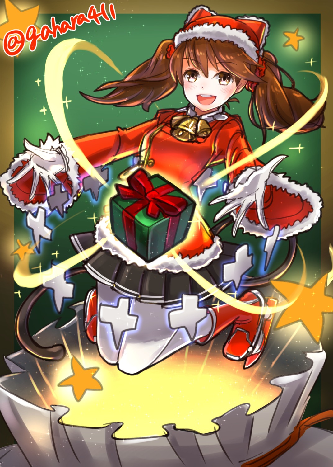 christmas, kantai_collection, kt._(kaisou-notagui), pantyhose, ryuujou_(kancolle), tail