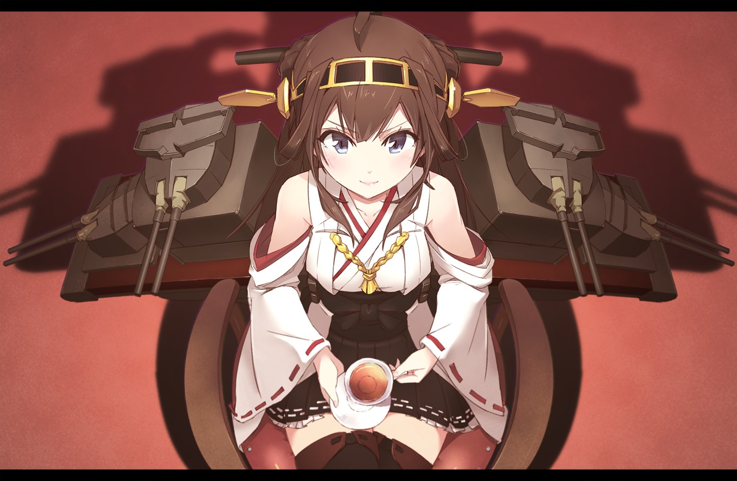 kantai_collection, kongou_(kancolle), pomon_illust, thighhighs