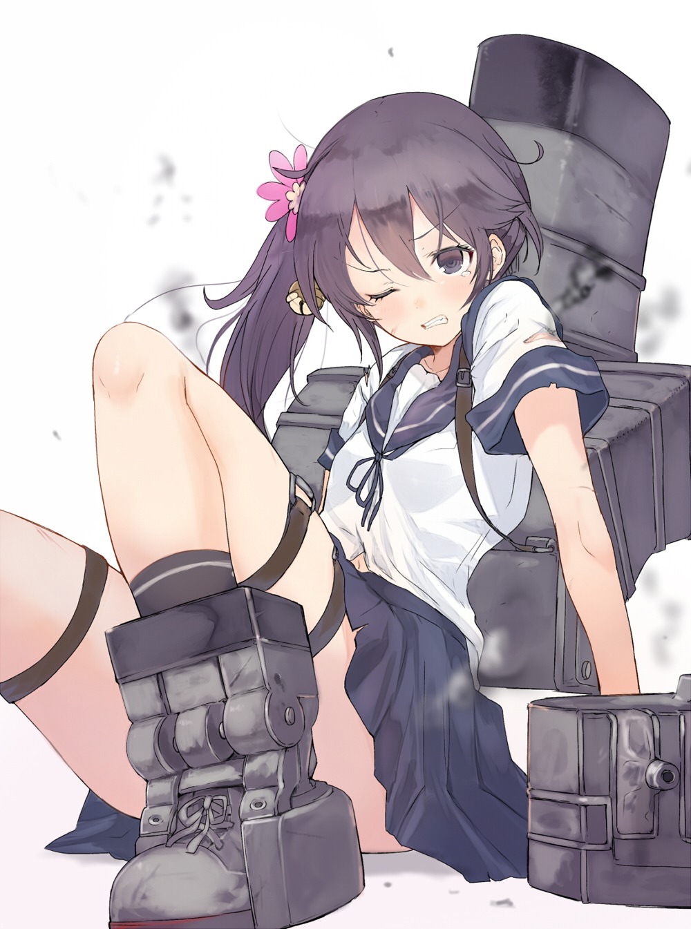 akebono_(kancolle), kantai_collection, seifuku, sumisu_(mondo), torn_clothes