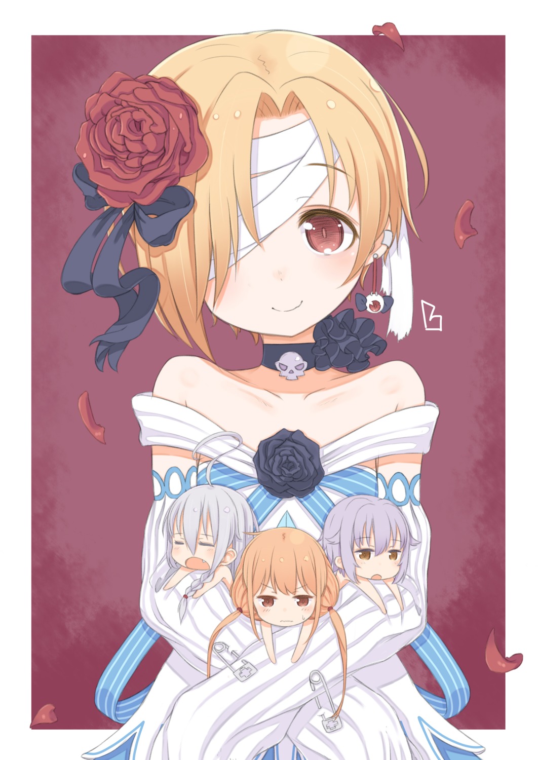 bandages, dress, futaba_anzu, gamuo, hoshi_shouko, koshimizu_sachiko, shirasaka_koume, the_idolm@ster, the_idolm@ster_cinderella_girls