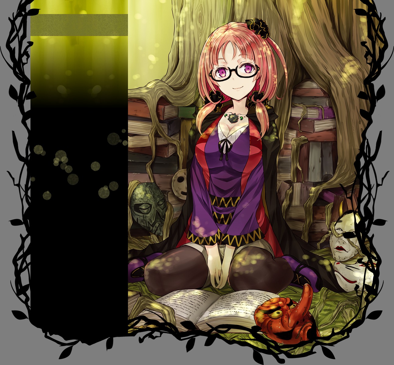cleavage, megane, nabeshima_tetsuhiro, pantyhose, relic:_izonshu_hakubutsuron, transparent_png