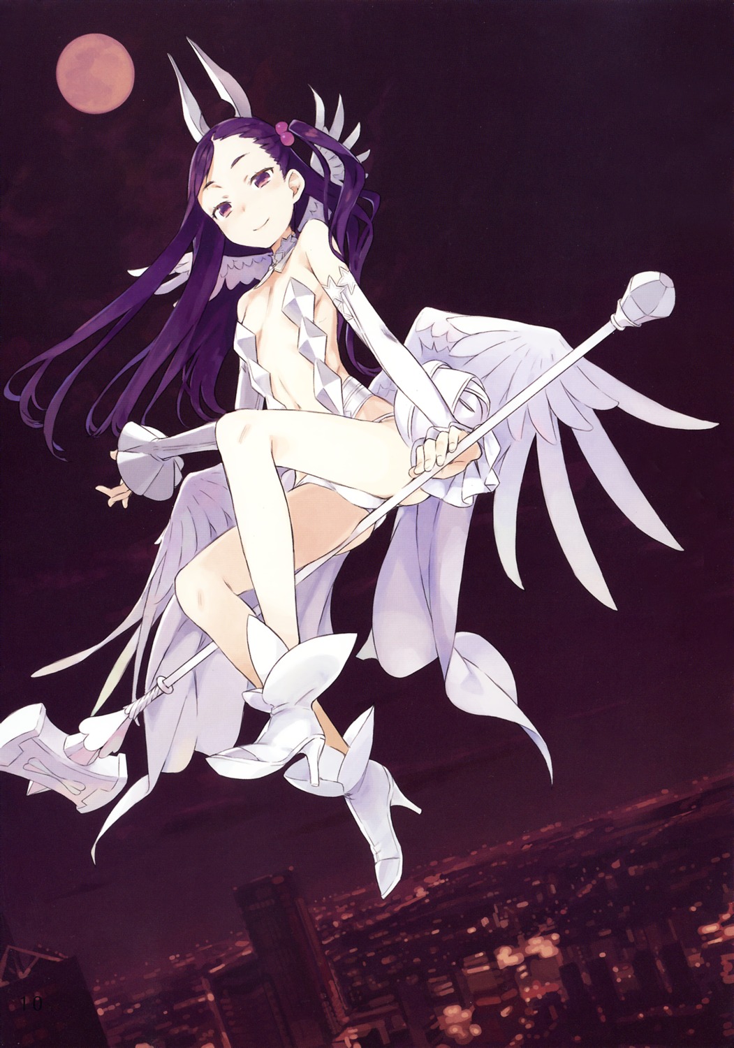 animal_ears, bunny_ears, cleavage, haimura_kiyotaka, heels, mahou_shoujo_(raita), nitta_yui, no_bra, pantsu, weapon, wings