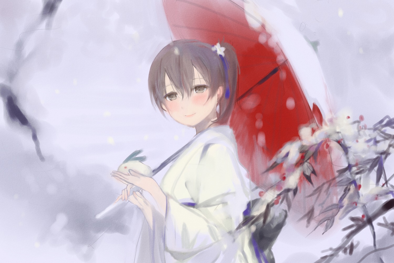 japanese_clothes, kaga_(kancolle), kantai_collection, umbrella, ume_(plumblossom)