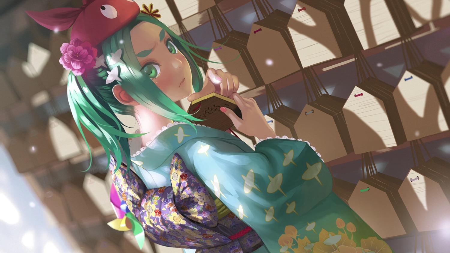 bakemonogatari, endcard, kimono, monogatari_(series), nisemonogatari, ononoki_yotsugi, tsukimonogatari, vofan