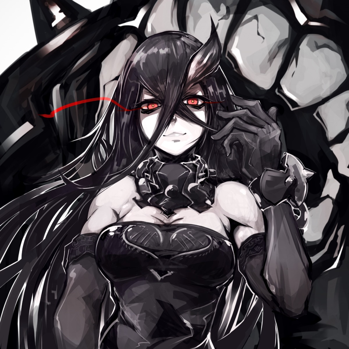 battleship_water_oni, cleavage, deel_(rkeg), horns, kantai_collection