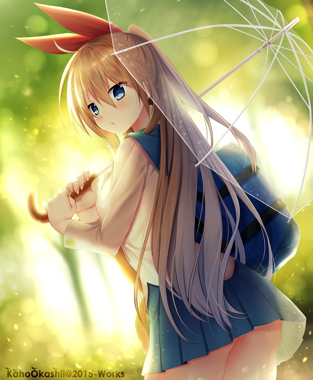 ass, kaho_okashii, kirisaki_chitoge, nisekoi, pantsu, seifuku, umbrella