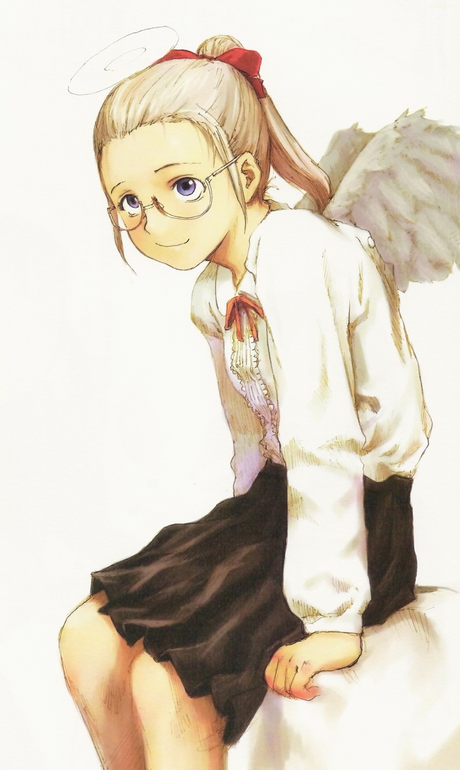 abe_yoshitoshi, haibane_renmei, hikari_(haibane_renmei), megane, wings