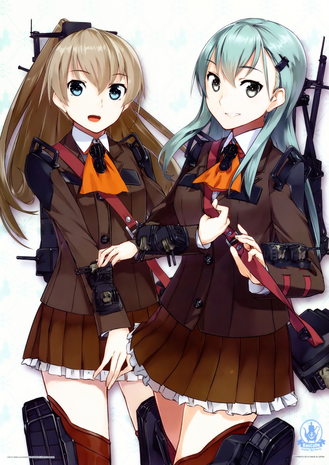 kantai_collection, konishi, kumano_(kancolle), seifuku, suzuya_(kancolle), thighhighs