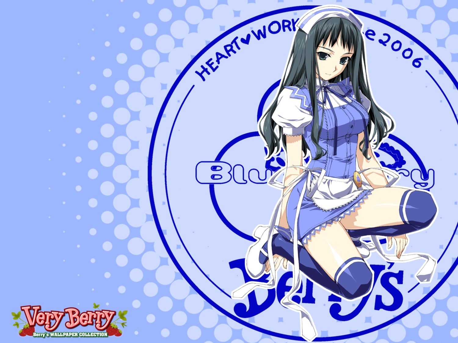 berry's, hashimoto_takashi, makinosawa_ena, thighhighs, waitress, wallpaper