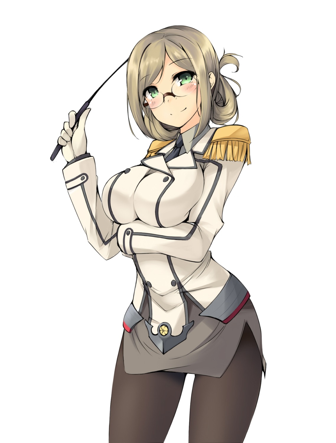 breast_hold, kaminagi_(kaminagi-tei), kantai_collection, katori_(kancolle), megane, pantyhose, uniform