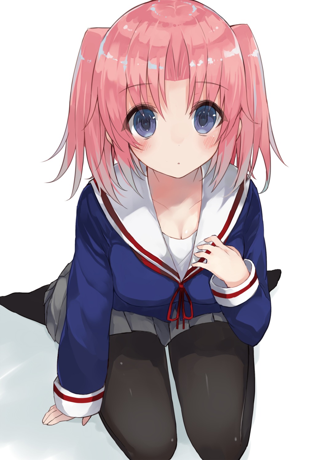 cleavage, kou_mashiro, mikakunin_de_shinkoukei, pantyhose, seifuku, yonomori_kobeni