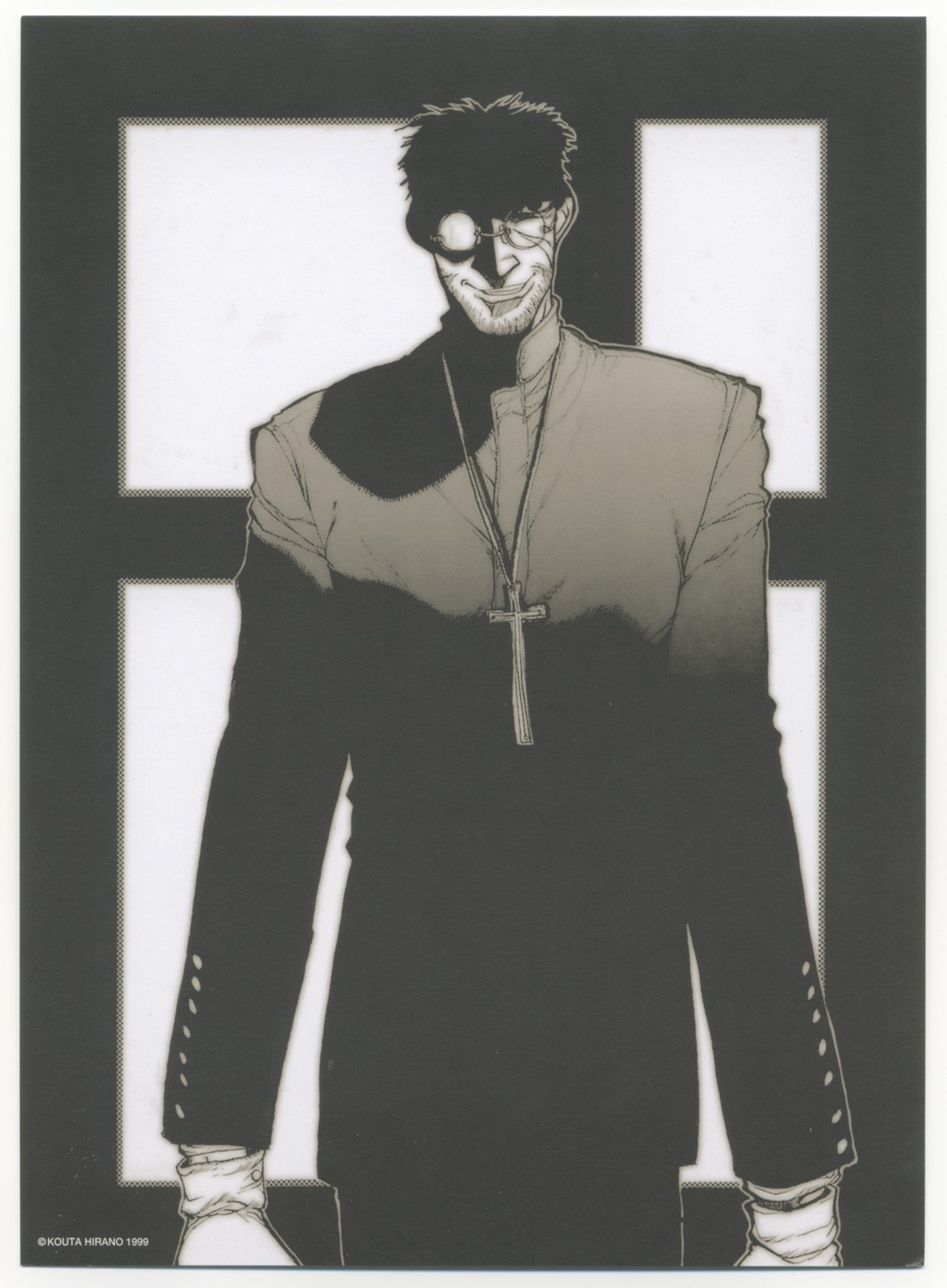 alexander_anderson, hellsing, hirano_kouta, male, monochrome