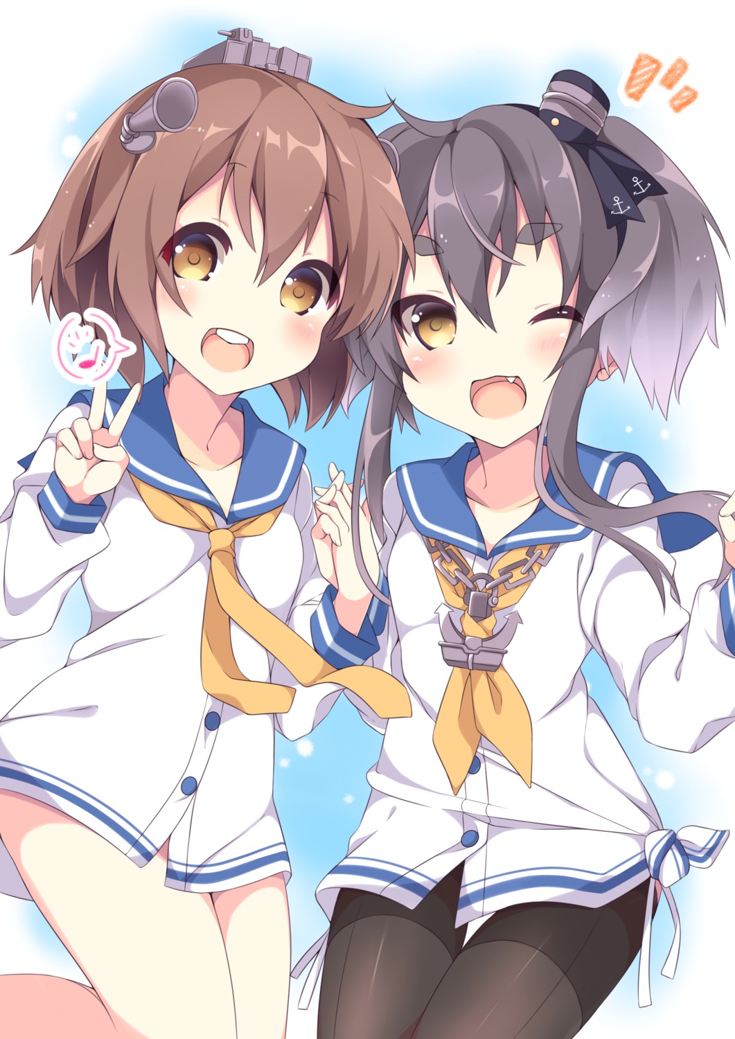 chrono_(himadon), kantai_collection, seifuku, thighhighs, tokitsukaze_(kancolle), yukikaze_(kancolle)