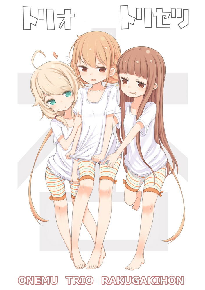 bike_shorts, cleavage, feet, futaba_anzu, gamuo, ichihara_nina, the_idolm@ster, the_idolm@ster_cinderella_girls, the_idolm@ster_cinderella_girls_u149, yusa_kozue