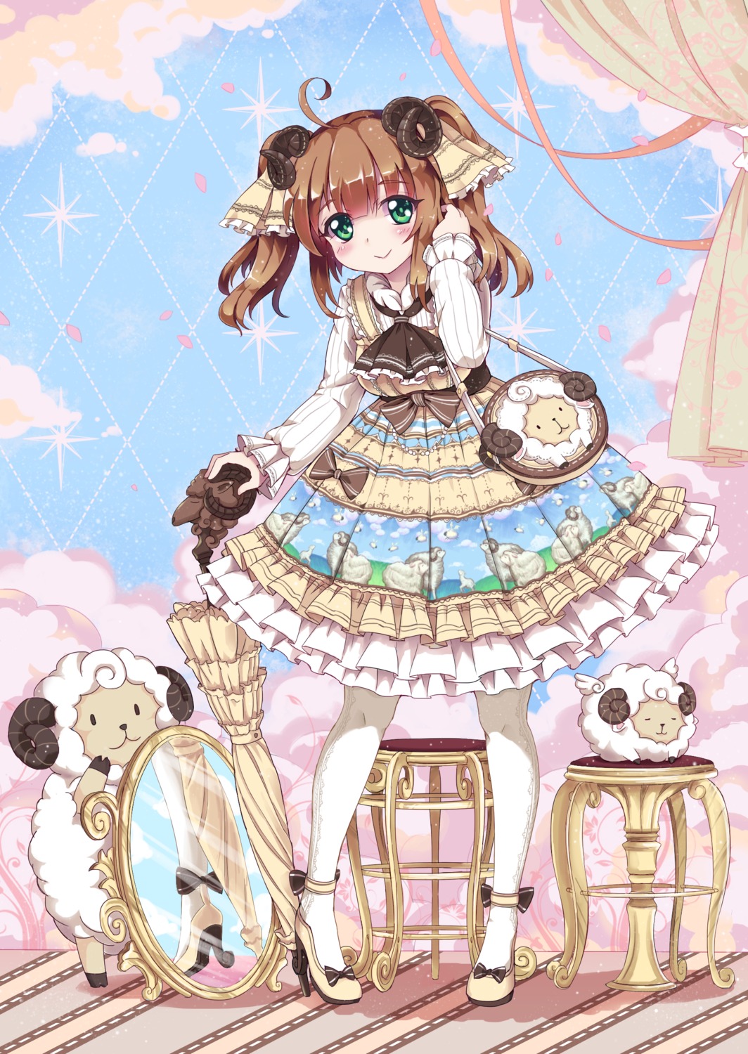 abyss_of_parliament, dress, heels, horns, pantyhose, umbrella