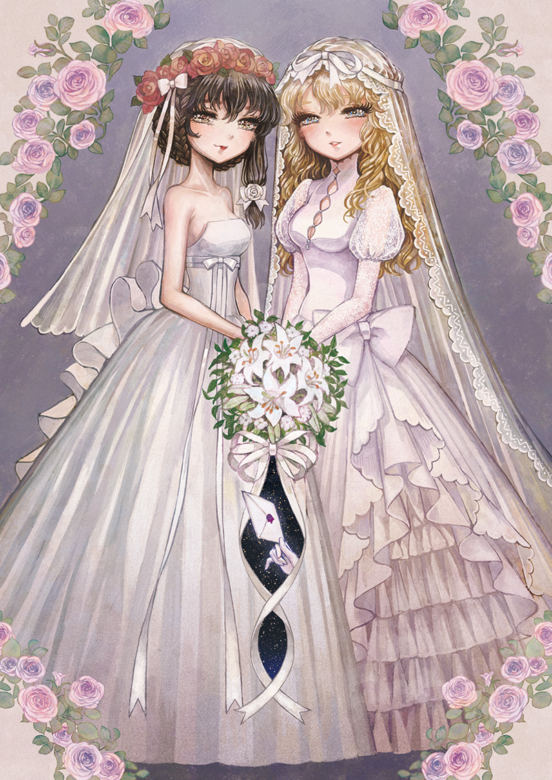 cleavage, dress, takatora, wedding_dress